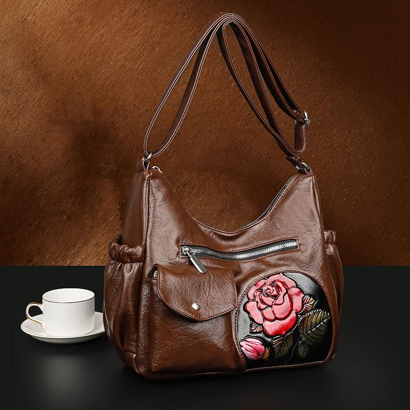 Bag Women s Embossed Rose One Shoulder Crossbody Bag Middle-aged Women s Bag Mom Bag Large Capacity Women s Soft Leather Bag
Bag Women s Embossed Rose One Shoulder Crossbody Bag Middle-aged Women s Bag Mom Bag Large Capacity Women s Soft Leather Bag