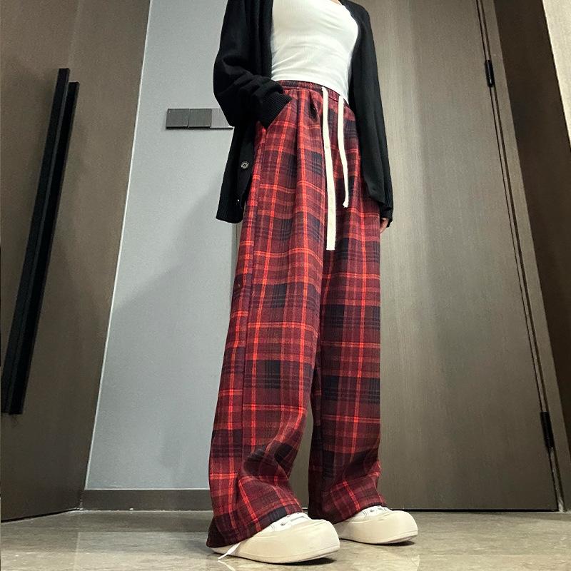 Red Plaid Pants and Velvet Padded Straight Pants Women s Autumn and Winter High Waist Drawstring Pants Loose Casual Wide-leg Pants S красный
Red Plaid Pants and Velvet Padded Straight Pants Women s Autumn and Winter High Waist Drawstring Pants Loose Casual Wide-leg Pants S красный