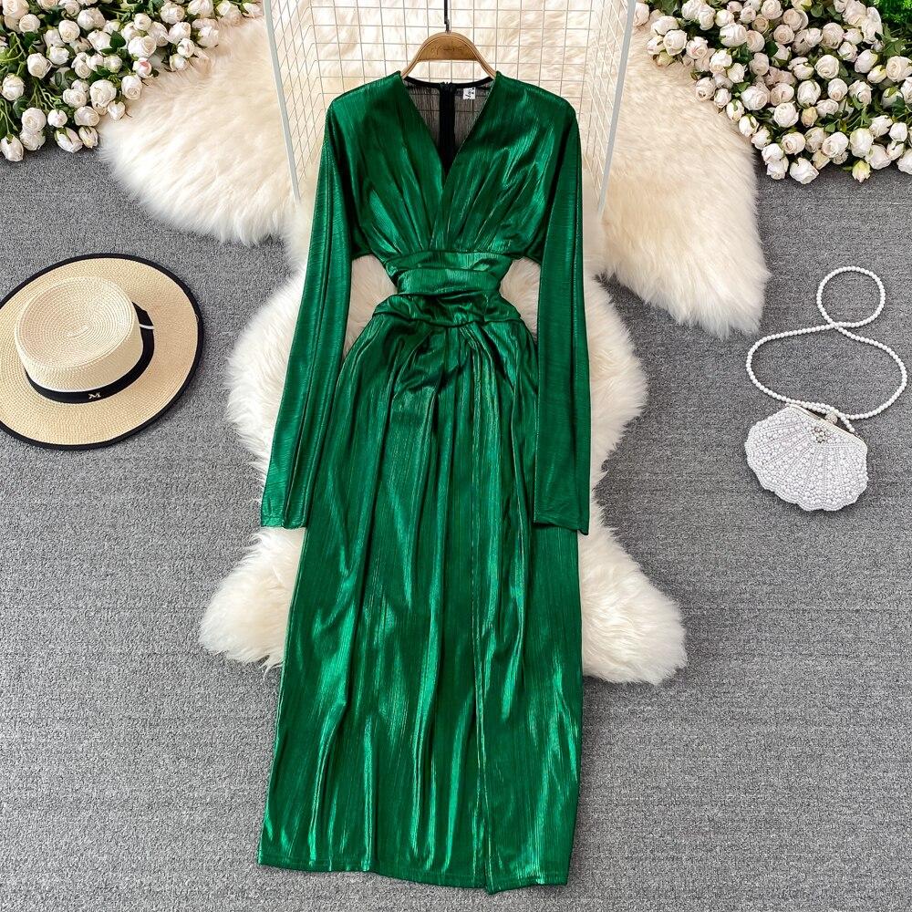 Lente Mode Celebrity Temperament V-hals Lange Mouwen Metallic Hoge Taille A-lijn Jurk Elegante Temperament Jurk Lange Jurk
Lente Mode Celebrity Temperament V-hals Lange Mouwen Metallic Hoge Taille A-lijn Jurk Elegante Temperament Jurk Lange Jurk