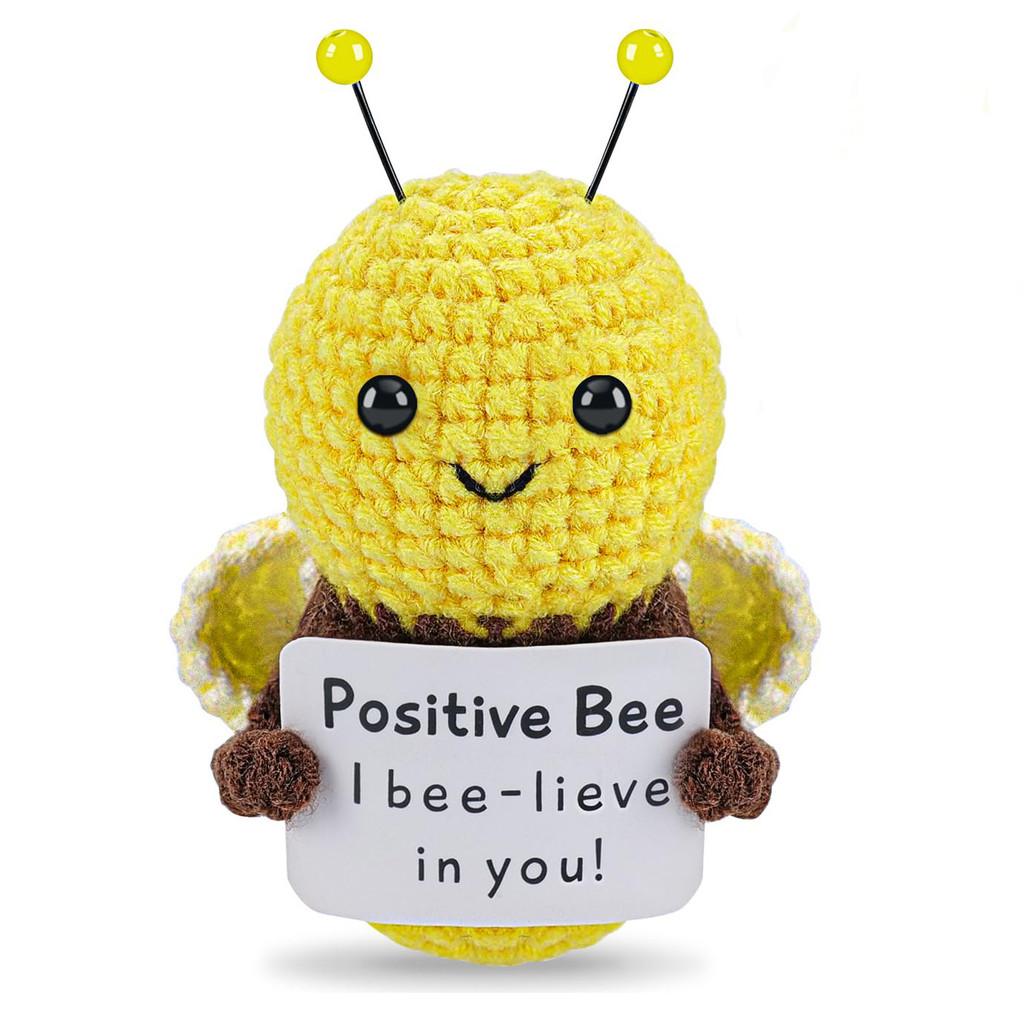 Bee Positive Crochet Animals Doll With Card Desktop Ornament Emotional Support Handmade Knitted Cheer Up Toy
Bee Positive Crochet Animals Doll With Card Desktop Ornament Emotional Support Handmade Knitted Cheer Up Toy