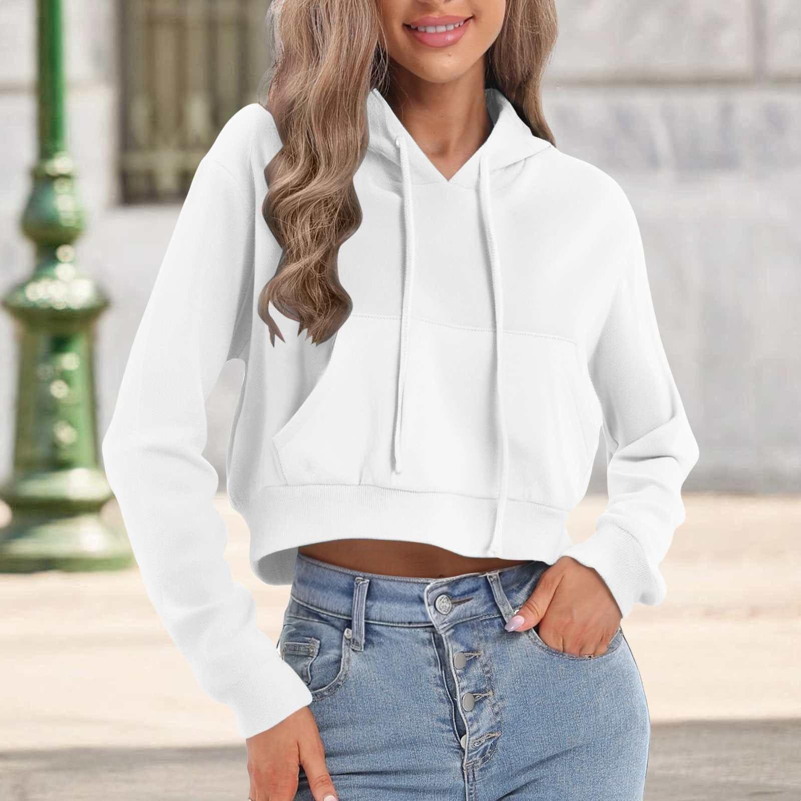 Женский модный пуловер с длинными рукавами, однотонный, повседневный, свободного кроя, с капюшоном, укороченный, со шнурком M белый
Женский модный пуловер с длинными рукавами, однотонный, повседневный, свободного кроя, с капюшоном, укороченный, со шнурком M белый