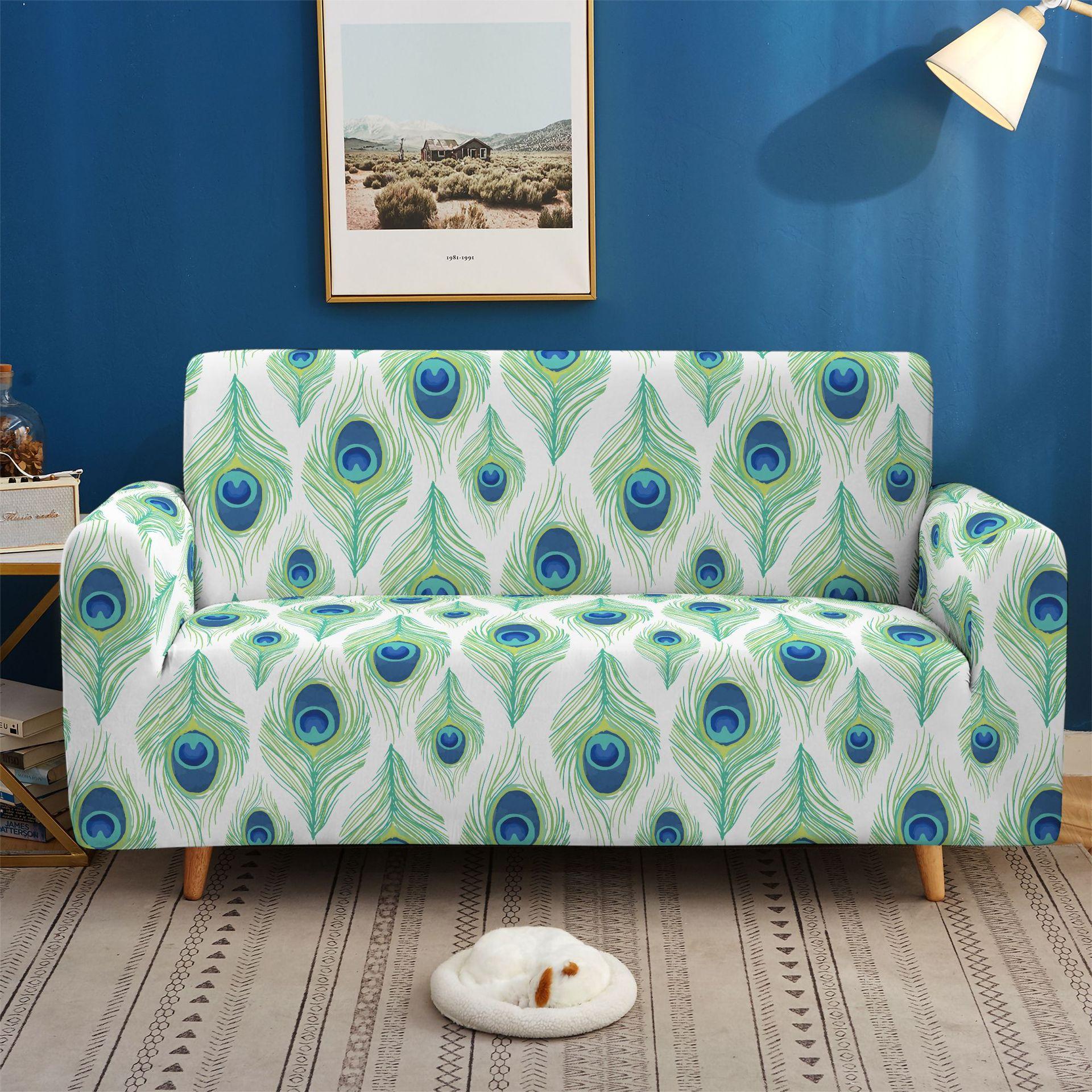 Elastic Sofa Cover Peacock Feather All-Inclusive Three-Seat Sofa Cover Living Room Dust Cover 90 * 140cm one seat
Elastic Sofa Cover Peacock Feather All-Inclusive Three-Seat Sofa Cover Living Room Dust Cover 90 * 140cm one seat