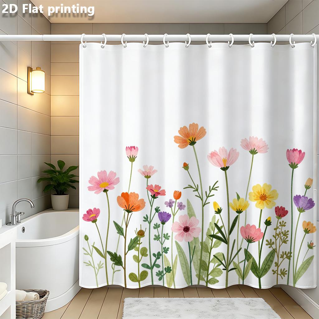 Watercolor Floral Shower Curtain 1Pc With 12 Hooks Polyester 2D Flat Print 70.8X70.8 Inch Spring Garden Decor For Bathroom W60H190(CM)-1 Pcs
Watercolor Floral Shower Curtain 1Pc With 12 Hooks Polyester 2D Flat Print 70.8X70.8 Inch Spring Garden Decor For Bathroom W60H190(CM)-1 Pcs