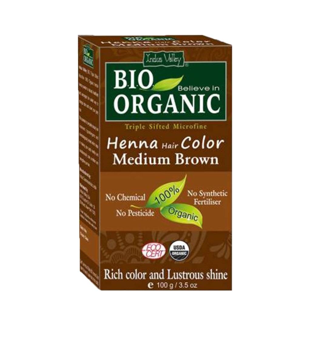 Хна для волос: каштановая (100 г), Organic Medium Brown Henna, Indus Valley