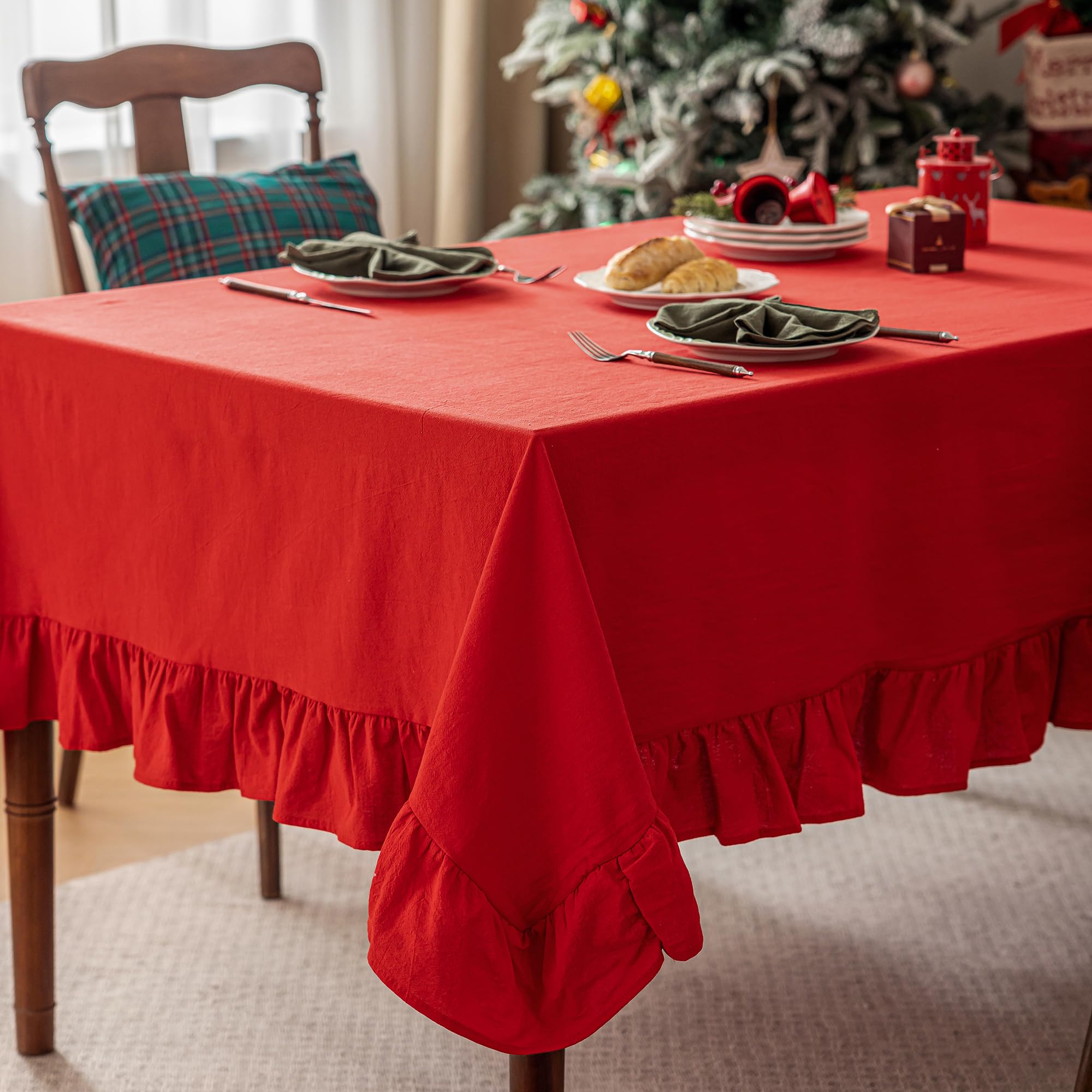 Christmas Rectangle TableCloth Retro Farmhouse Ruffle Table Cloths Washable Cotton Table Cover for Kitchen Dining Party Wedding 90x90cm
Christmas Rectangle TableCloth Retro Farmhouse Ruffle Table Cloths Washable Cotton Table Cover for Kitchen Dining Party Wedding 90x90cm