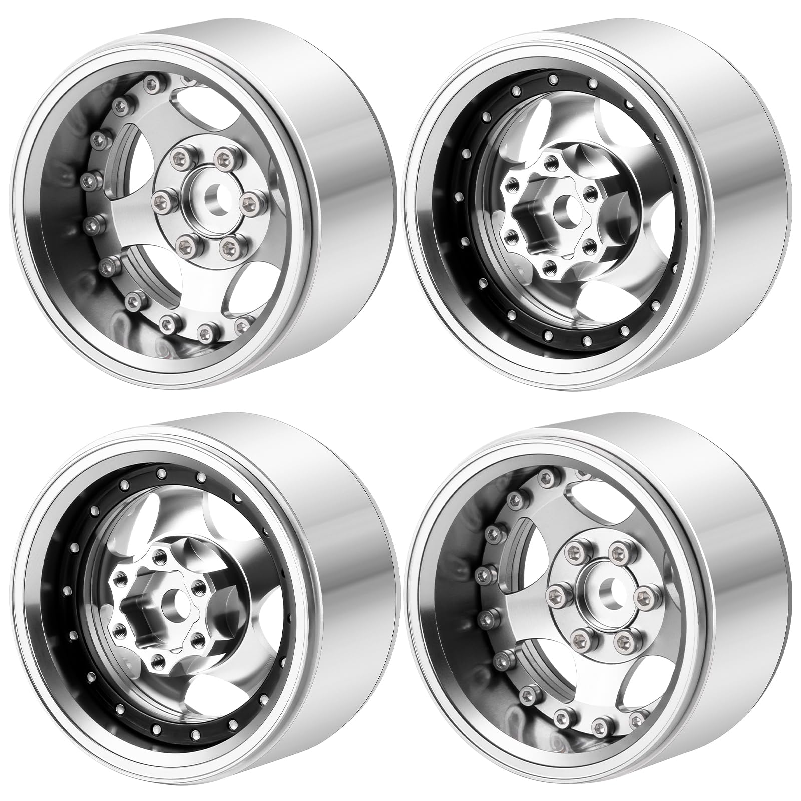TRZX 4pcs Aluminum 1.9 Beadlock Wheel Rims 30mm Upgrade Parts for 1/10 Scale Axial SCX10 TRX4 D90 Gen8 RC Crawler Car (Silver)
TRZX 4pcs Aluminum 1.9 Beadlock Wheel Rims 30mm Upgrade Parts for 1/10 Scale Axial SCX10 TRX4 D90 Gen8 RC Crawler Car (Silver)
