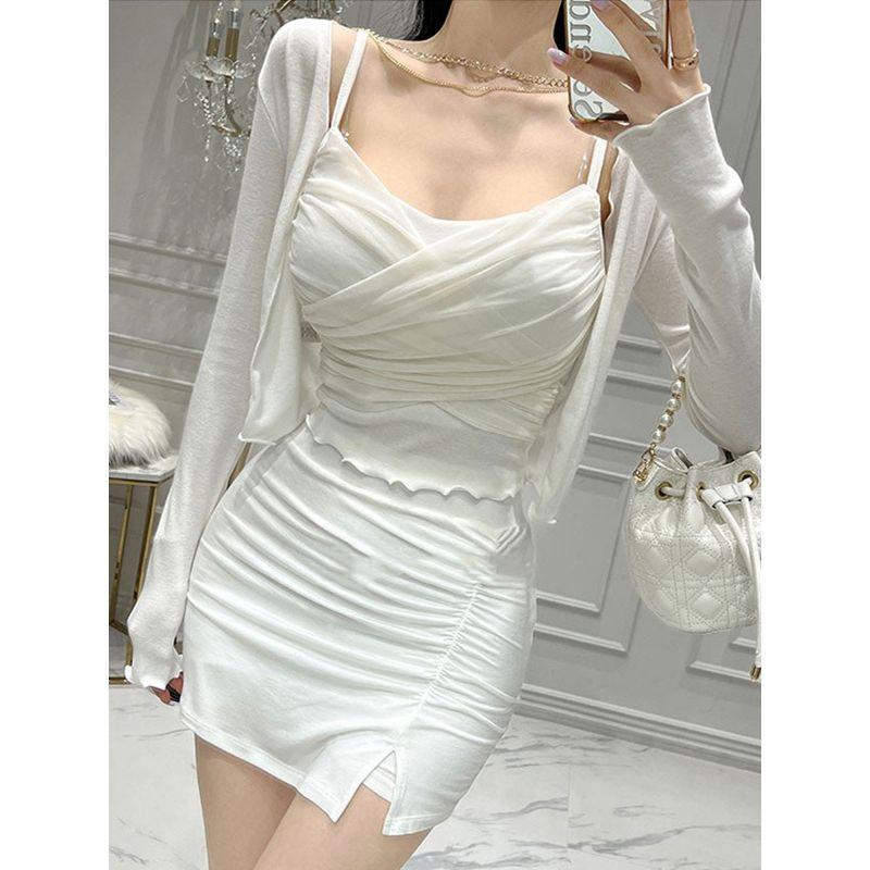 Solid Color Pleated Slim Fit Three Piece Set Pure Color Pleated Silm Suit Beige Skirt One size
Solid Color Pleated Slim Fit Three Piece Set Pure Color Pleated Silm Suit Beige Skirt One size
