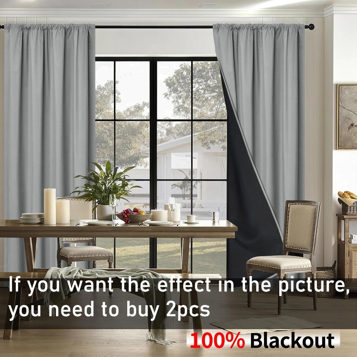100% Blackout Curtains with Coated Lining Thermal Insulated Sun Blocking Rod Pocket Curtains for Bedroom Living Room Home Decor 100x130cm 1PC світло-сірого кольору
100% Blackout Curtains with Coated Lining Thermal Insulated Sun Blocking Rod Pocket Curtains for Bedroom Living Room Home Decor 100x130cm 1PC світло-сірого кольору
