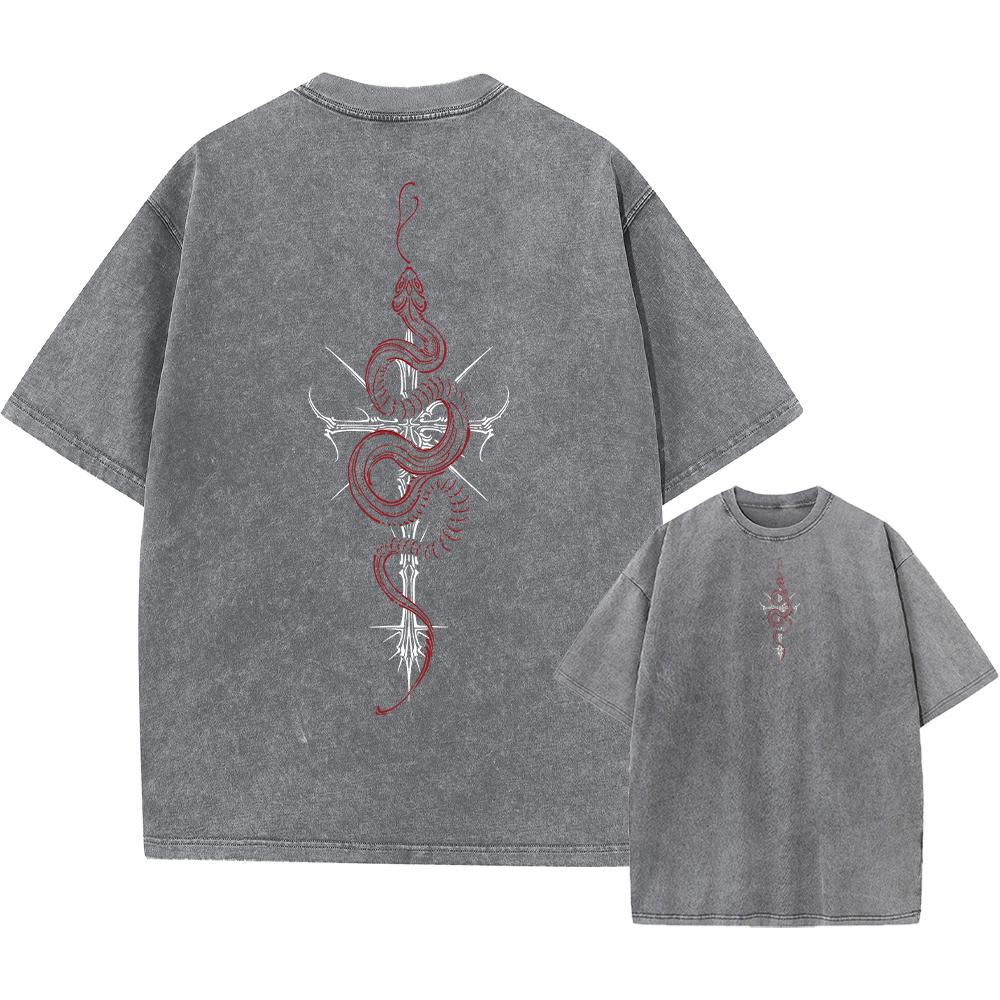 Mens Casual Pure Cotton Washed TShirt With Unique Cross And Snake Print Crew Neck Short Sleeve For Everyday Commute Wear S
Mens Casual Pure Cotton Washed TShirt With Unique Cross And Snake Print Crew Neck Short Sleeve For Everyday Commute Wear S
