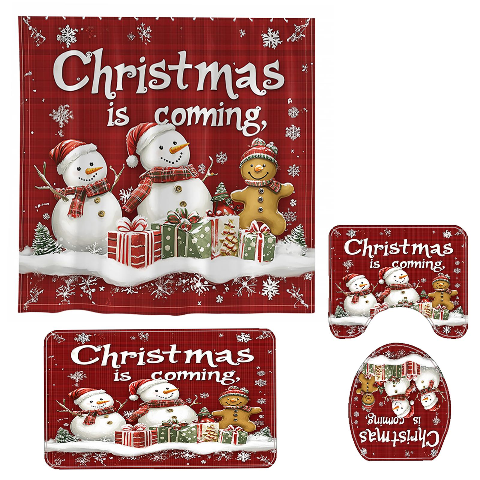 4Pcs Christmas Xmas Bathroom Shower Suit Waterproof Funny Shower Curtain Set Home Bathroom Decor Suit Festival Gift for Friends
4Pcs Christmas Xmas Bathroom Shower Suit Waterproof Funny Shower Curtain Set Home Bathroom Decor Suit Festival Gift for Friends