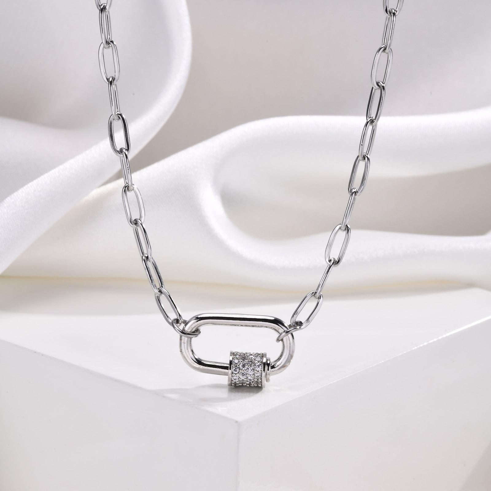 Pave Zircon Pin Pendant Neckalce for Women, Adjustable Stainless Steel Paperclip Chain Wholesale Jewelry
Pave Zircon Pin Pendant Neckalce for Women, Adjustable Stainless Steel Paperclip Chain Wholesale Jewelry