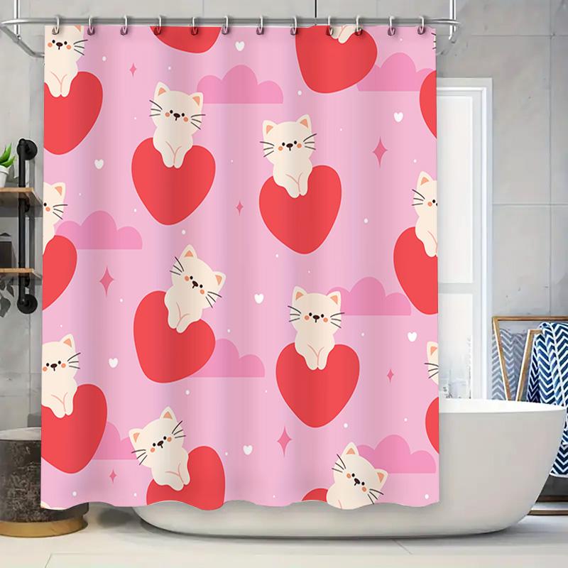 Pink Cat Heart Print Shower Curtain Bathroom Decor Home Decoration Waterproof Fabric Shower Curtains For Bathtub Red White (180X W60H190(CM)-1 Pcs
Pink Cat Heart Print Shower Curtain Bathroom Decor Home Decoration Waterproof Fabric Shower Curtains For Bathtub Red White (180X W60H190(CM)-1 Pcs