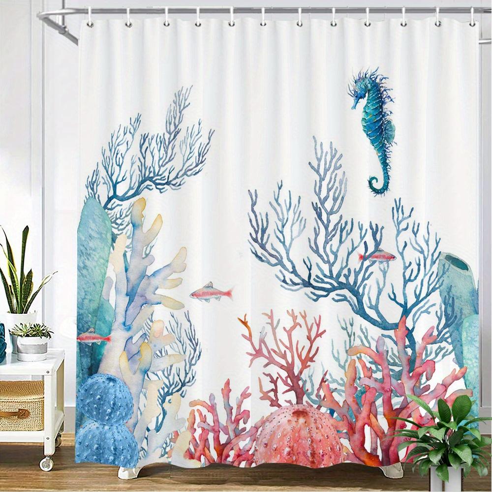 Seahorse Watercolor Shower Curtain Blue Seahorse, Coral Reef Pastel Fish Digital Art Polyester Bath Decor 70.8X70.8In, 12 Hooks W60H190(CM)-1 Pcs
Seahorse Watercolor Shower Curtain Blue Seahorse, Coral Reef Pastel Fish Digital Art Polyester Bath Decor 70.8X70.8In, 12 Hooks W60H190(CM)-1 Pcs