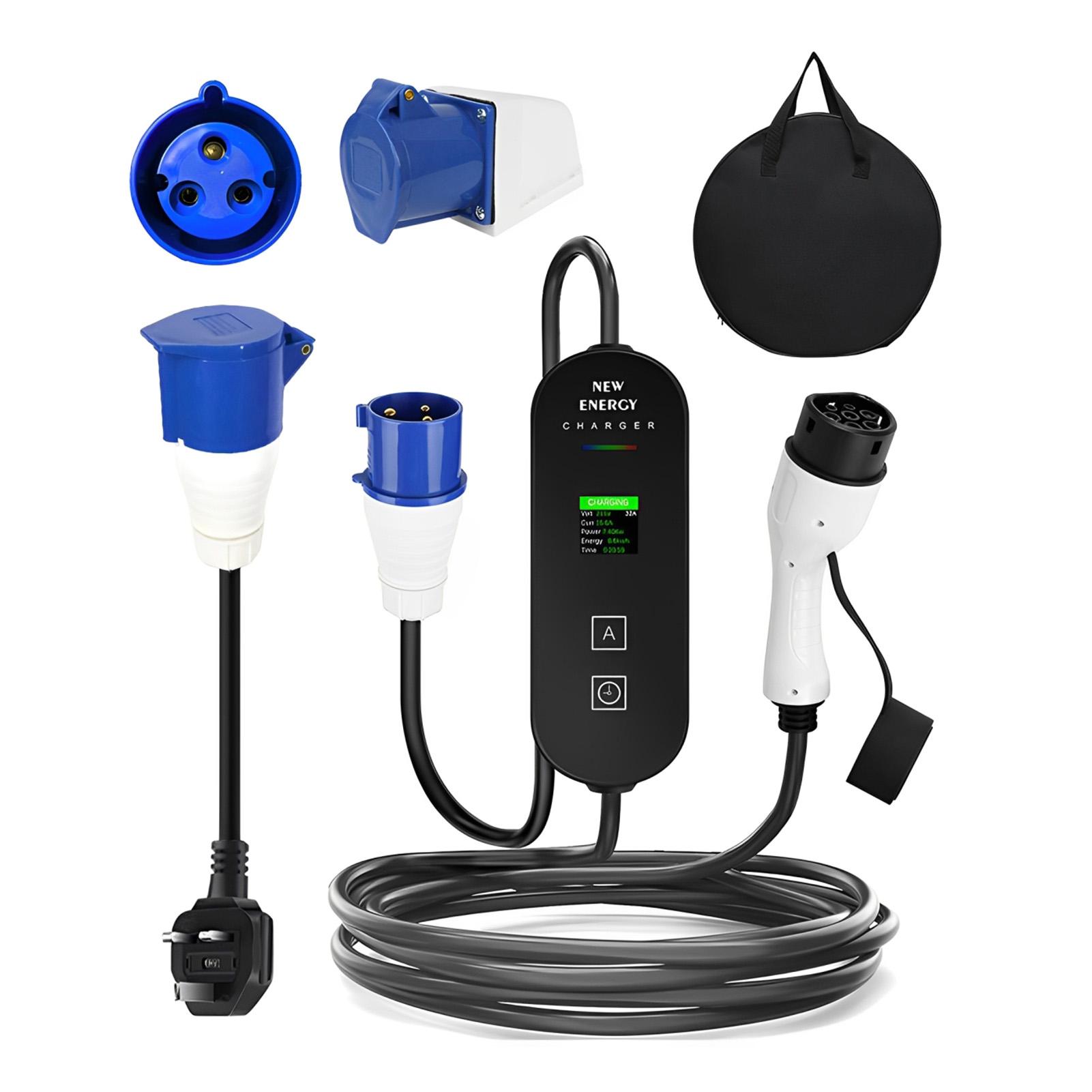 Portable 7KW 32A Type 2 EV Charger 5M/10M Single Phase 3PIN CEE Plug LCD Color Screen Wallbox EV Charger
Portable 7KW 32A Type 2 EV Charger 5M/10M Single Phase 3PIN CEE Plug LCD Color Screen Wallbox EV Charger