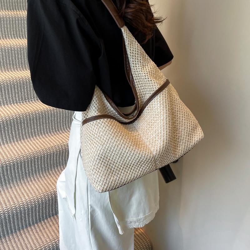 Women Elegant Woven Handbag Wear Resist Seaside Straw Shoulder Bag Stylish Knit Tote Bag Shopping Work Date Party Bag білий
Women Elegant Woven Handbag Wear Resist Seaside Straw Shoulder Bag Stylish Knit Tote Bag Shopping Work Date Party Bag білий
