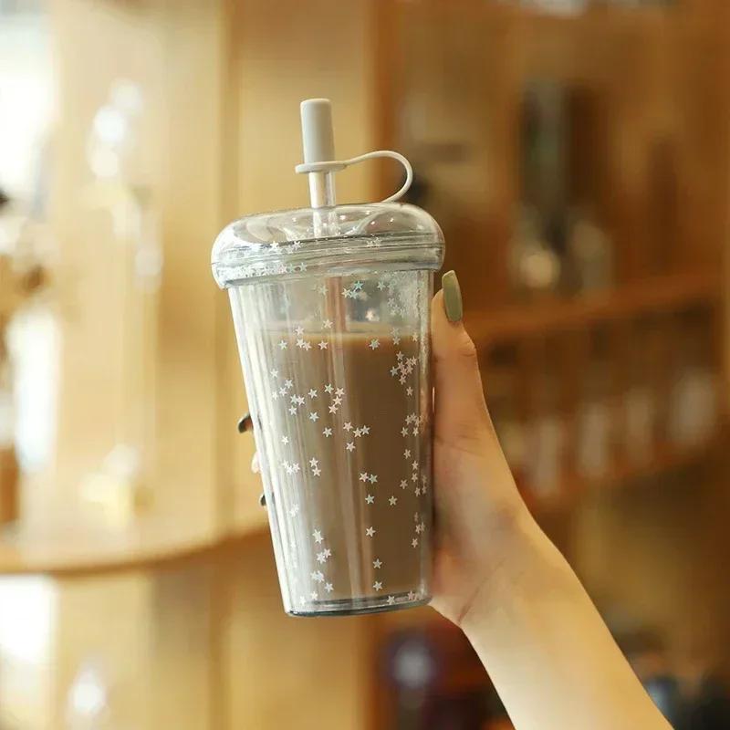 320/420/520ml Water Bottle with Straw Transparent Glass Bottles Large Capacity Plastic Coffee Cup with Lid Drink Cup Straw Cup 420ML білий
320/420/520ml Water Bottle with Straw Transparent Glass Bottles Large Capacity Plastic Coffee Cup with Lid Drink Cup Straw Cup 420ML білий