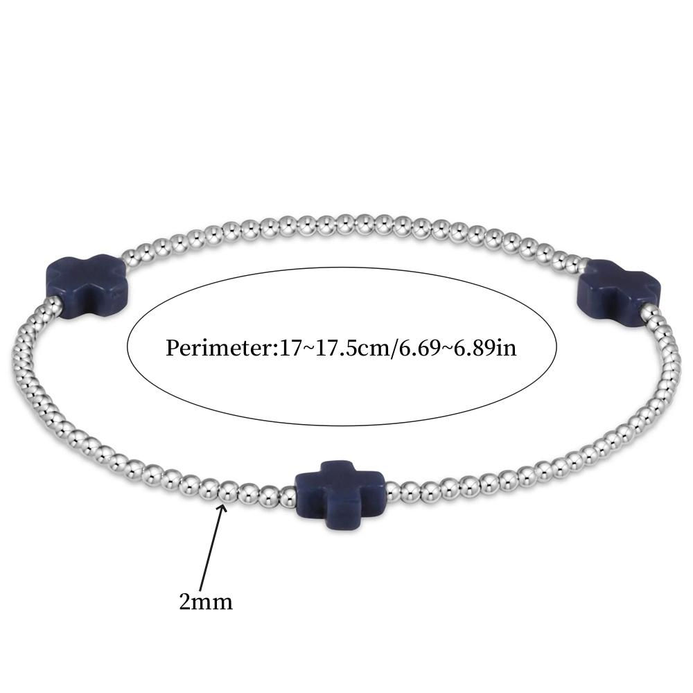 Vlen Silver Color Cross Beaded Bracelet for Women Adjustable Minimalist Dainty Jewelry Gifts Religious Charm Bracelets Stackable темно-синього кольору
Vlen Silver Color Cross Beaded Bracelet for Women Adjustable Minimalist Dainty Jewelry Gifts Religious Charm Bracelets Stackable темно-синього кольору