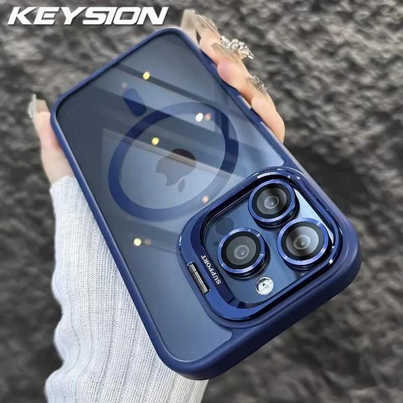 KEYSION Magnetic Transparent Phone Case for MagSafe for iPhone 11 12 13 14 Pro Max Lens Protector Metal Stand Shockproof Cover for iPhone 13 Pro темно-синього кольору
KEYSION Magnetic Transparent Phone Case for MagSafe for iPhone 11 12 13 14 Pro Max Lens Protector Metal Stand Shockproof Cover for iPhone 13 Pro темно-синього кольору