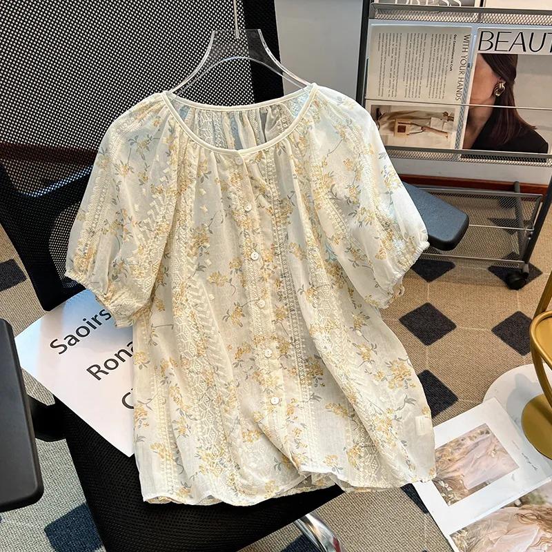Women Summer Beige Blue Floral Puff Sleeve Blouse Embroidered Button Top M жёлтый
Women Summer Beige Blue Floral Puff Sleeve Blouse Embroidered Button Top M жёлтый