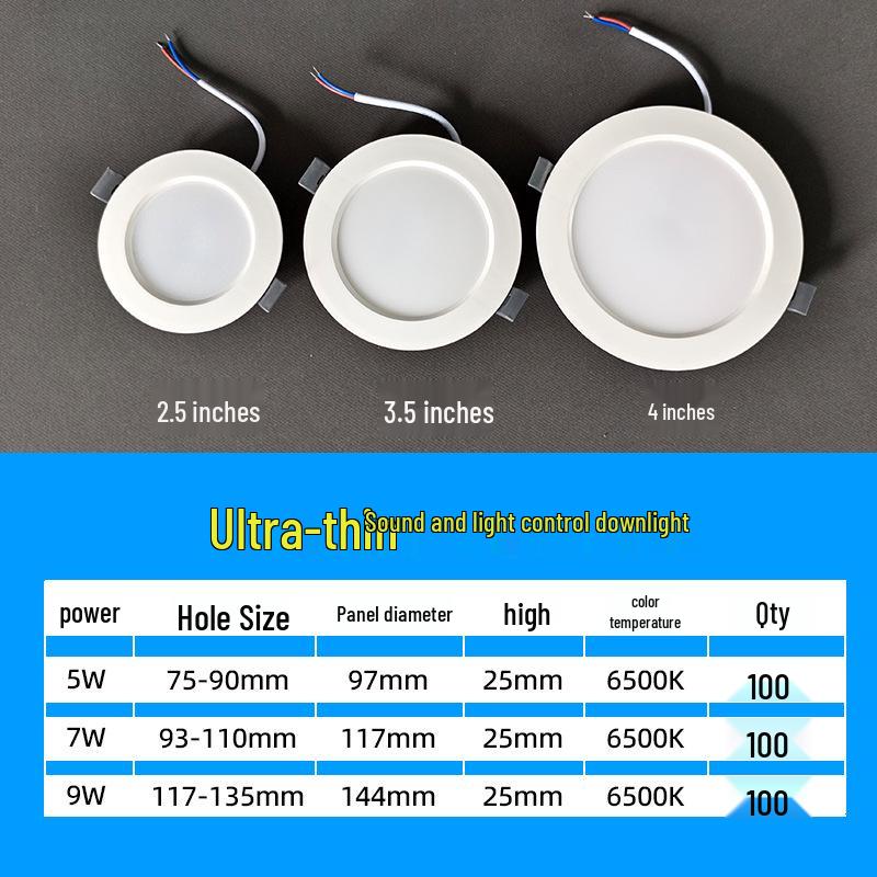 Motion-Sensing LED Ceiling Spotlight with Sound and Light Control for Hallways and Entrances 3 inch 5W, Cutout 75-90mm
Motion-Sensing LED Ceiling Spotlight with Sound and Light Control for Hallways and Entrances 3 inch 5W, Cutout 75-90mm