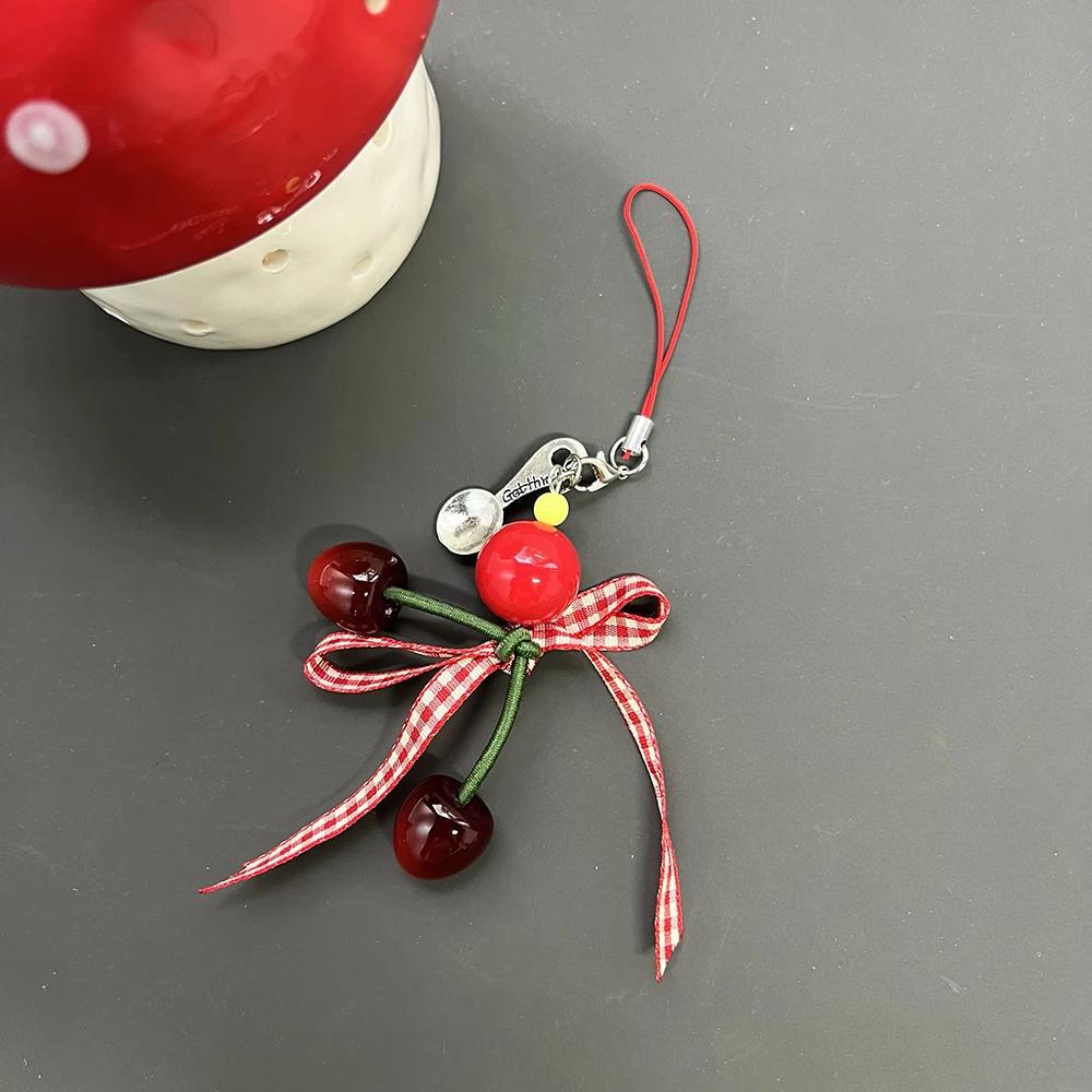 Cute Red Cherry Bowknot Lattice Phone Pendant Keyring Chain Y2K Charm Strap Girl Phone For iPhone Samsung Camera Bag Accessories
Cute Red Cherry Bowknot Lattice Phone Pendant Keyring Chain Y2K Charm Strap Girl Phone For iPhone Samsung Camera Bag Accessories