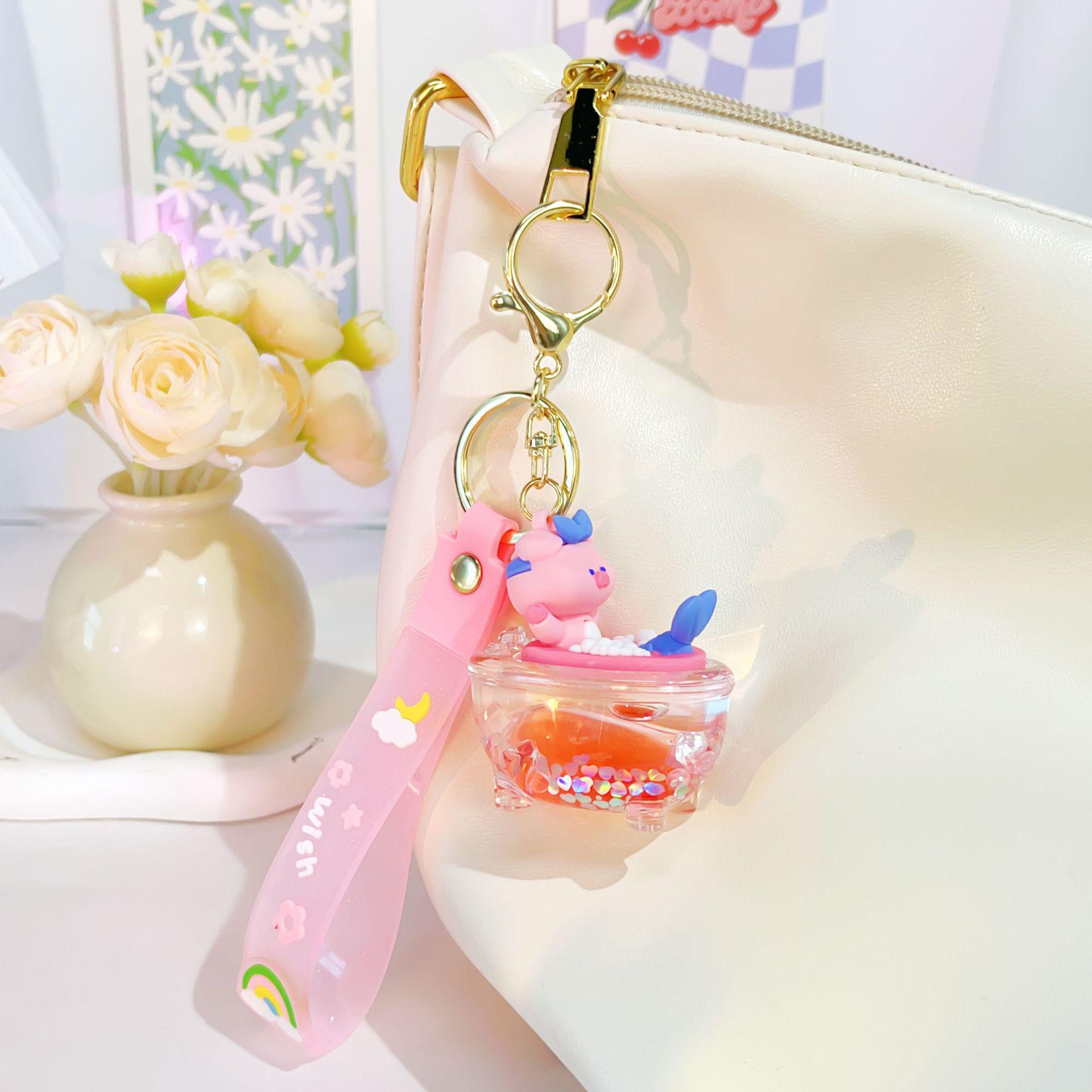 Mermaid Bathtub Keychain with Liquid Sand & Bathing Bear Pendant
Mermaid Bathtub Keychain with Liquid Sand & Bathing Bear Pendant