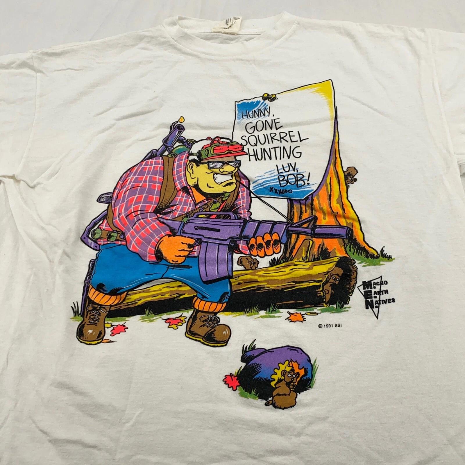 vintage 90s GONE SQUIRREL HUNTING CARTOON T-Shirt LARGE/XL funny joke 2XL
vintage 90s GONE SQUIRREL HUNTING CARTOON T-Shirt LARGE/XL funny joke 2XL