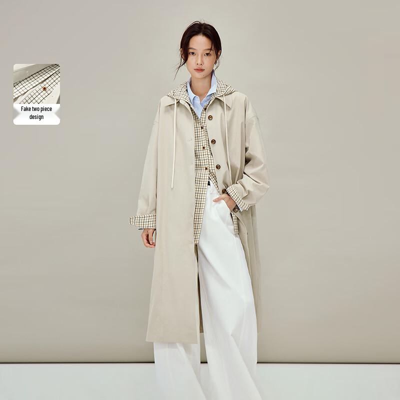 INMAN Women s Color-Block Plaid Hooded Trench Coat S
INMAN Women s Color-Block Plaid Hooded Trench Coat S