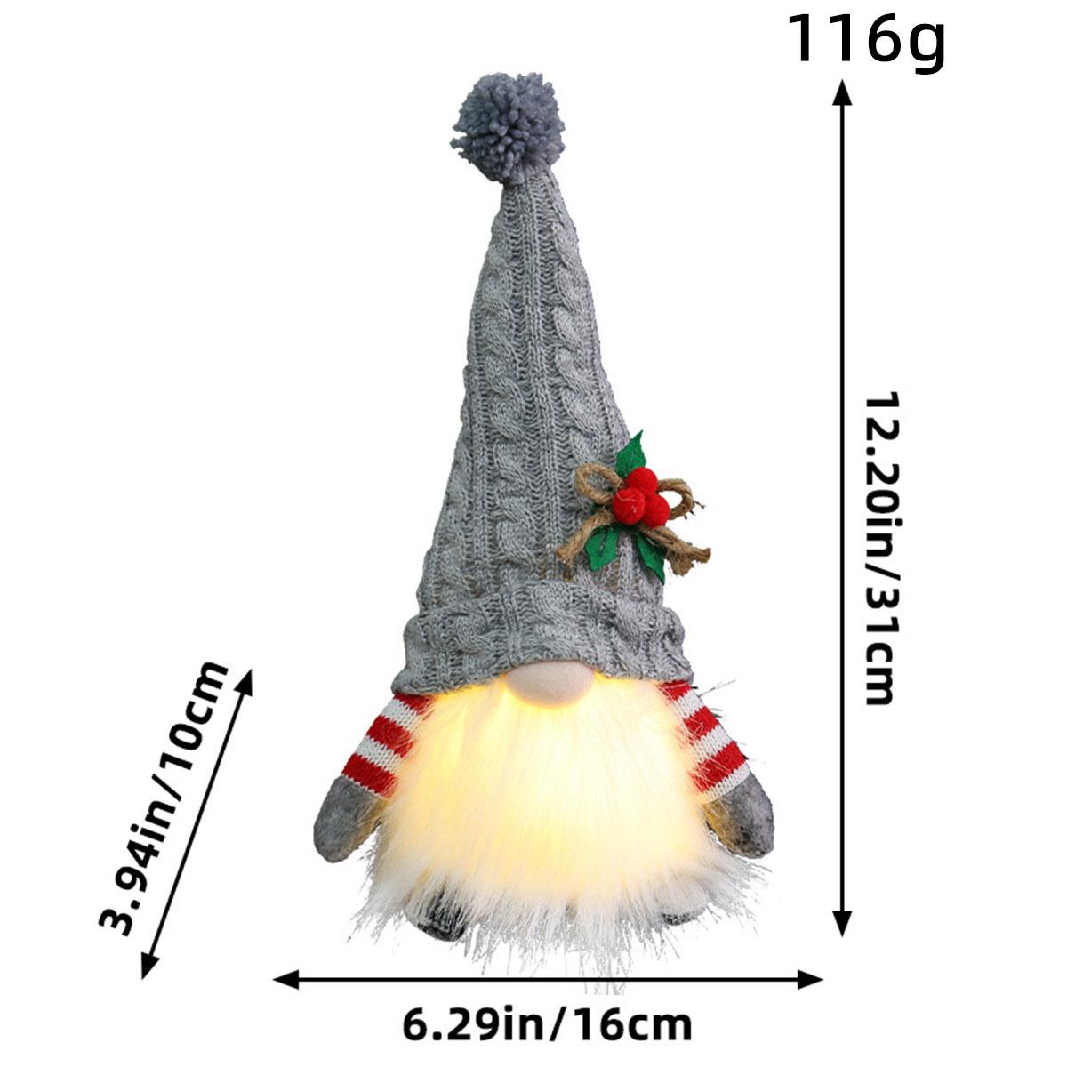 Вязаные шапки с лампочками светящаяся кукла Рождественские украшения кукла Рудольф Рождественские украшения кукла гном серый