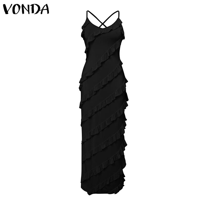 VONDA Women Sling Sleeveless Front Ruffled Thin Bodycon Long Party Dress L чёрный
VONDA Women Sling Sleeveless Front Ruffled Thin Bodycon Long Party Dress L чёрный