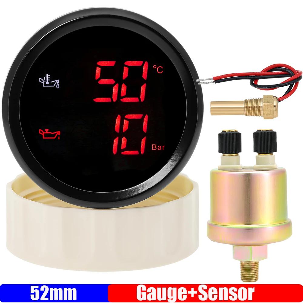 Digital 2 IN 1 Oil Temperature+Oil Pressure Gauge Green Red LED 52mm Gauge with Oil Press/Temp Sensor for Car Boat 12V24V Red LED BN
Digital 2 IN 1 Oil Temperature+Oil Pressure Gauge Green Red LED 52mm Gauge with Oil Press/Temp Sensor for Car Boat 12V24V Red LED BN