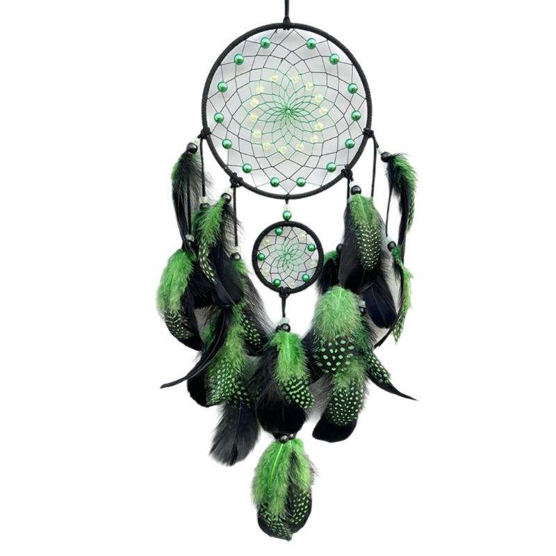 Feathered Tassels Dreamcatchers with Glowing in Dark Beads Wind Chimes for Bedroom or Living Room Wall Hanging Decors зелений
Feathered Tassels Dreamcatchers with Glowing in Dark Beads Wind Chimes for Bedroom or Living Room Wall Hanging Decors зелений