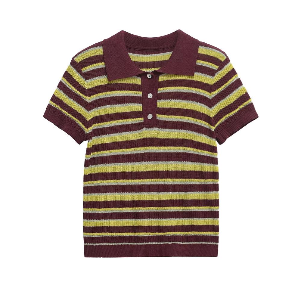 2025 Spring/Summer Women s Slim Fit Striped Polo Collar Short-Sleeve Top Medium темно-коричневого
2025 Spring/Summer Women s Slim Fit Striped Polo Collar Short-Sleeve Top Medium темно-коричневого