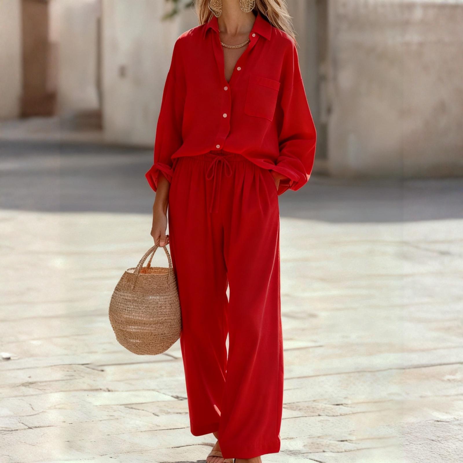 Fashion Women s Color Set, Women s Imitation Cotton And Linen Loose Long Sleeved Top Set, Women s L червоний
Fashion Women s Color Set, Women s Imitation Cotton And Linen Loose Long Sleeved Top Set, Women s L червоний