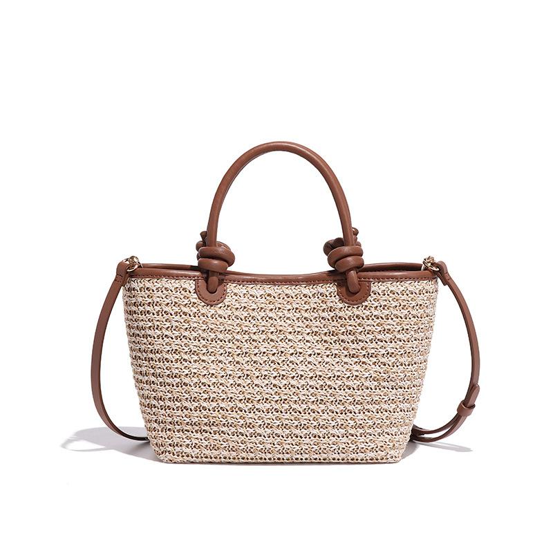 Сумка Женская Свежая Литературная Простая Универсальная Модная Соломенная Пляжная Сумка На Одно Плечо Портативная Сумка-Тоут Сумка Кроссбоди