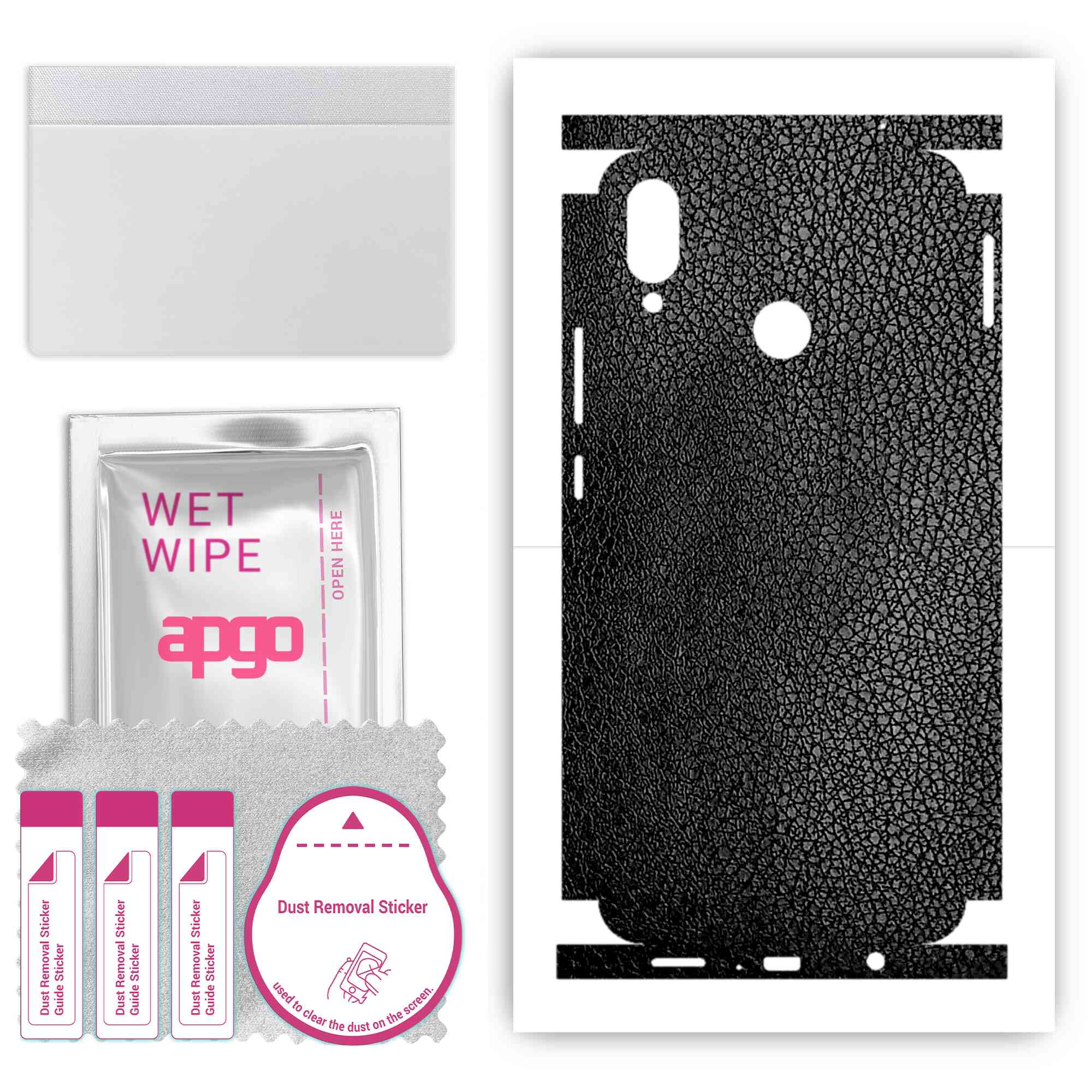 Apgo Protective Skin Sticker for the back+sides compatible with Huawei nova 3i, Full Wrap Film, Foil, Vinyl - Pattern Black Leather
Apgo Protective Skin Sticker for the back+sides compatible with Huawei nova 3i, Full Wrap Film, Foil, Vinyl - Pattern Black Leather