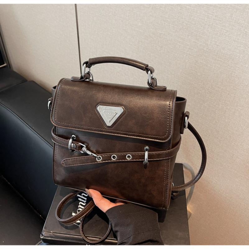 Ретро модная сумочка женская зимняя новая простая маленькая квадратная сумка высококлассная на плечо женская сумка темно-коричневого