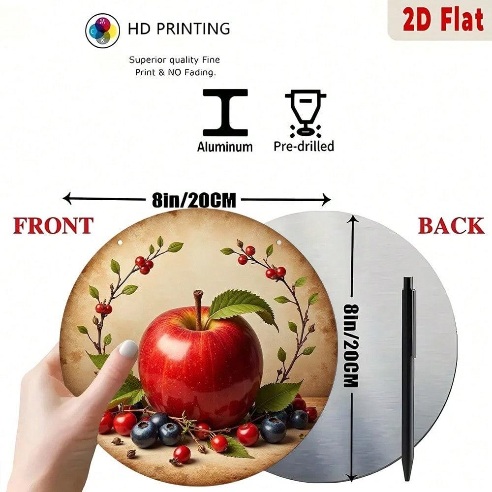 Round Metal Wall Art Apple and Berry Still Life Vintage Kitchen Poster
Round Metal Wall Art Apple and Berry Still Life Vintage Kitchen Poster