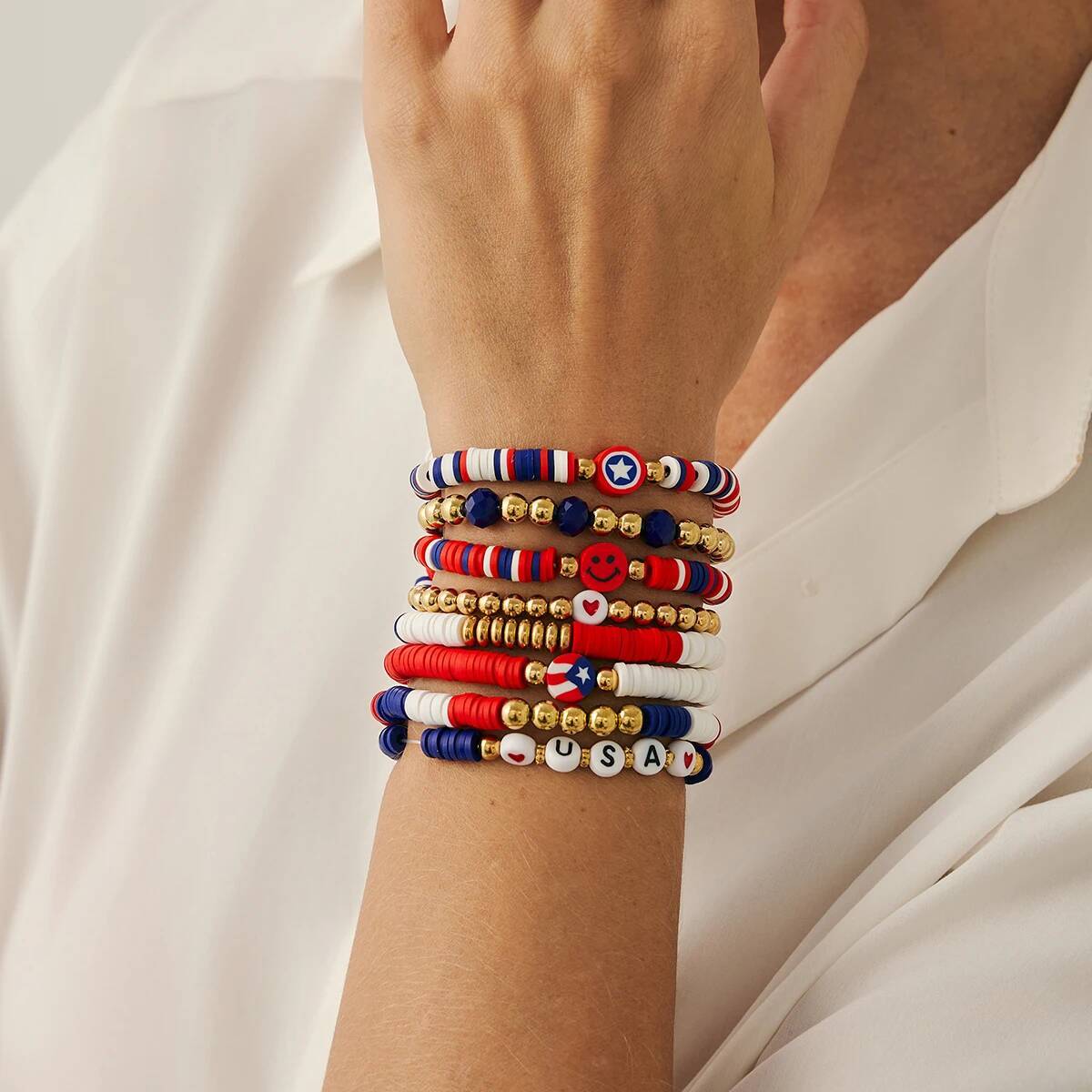 SHIXIN Hip Hop Red Blue Bead Chain Elastic Bracelet Set for Women Vintage Multi Layer Stackable Bangle Festival Jewelry Gift
SHIXIN Hip Hop Red Blue Bead Chain Elastic Bracelet Set for Women Vintage Multi Layer Stackable Bangle Festival Jewelry Gift
