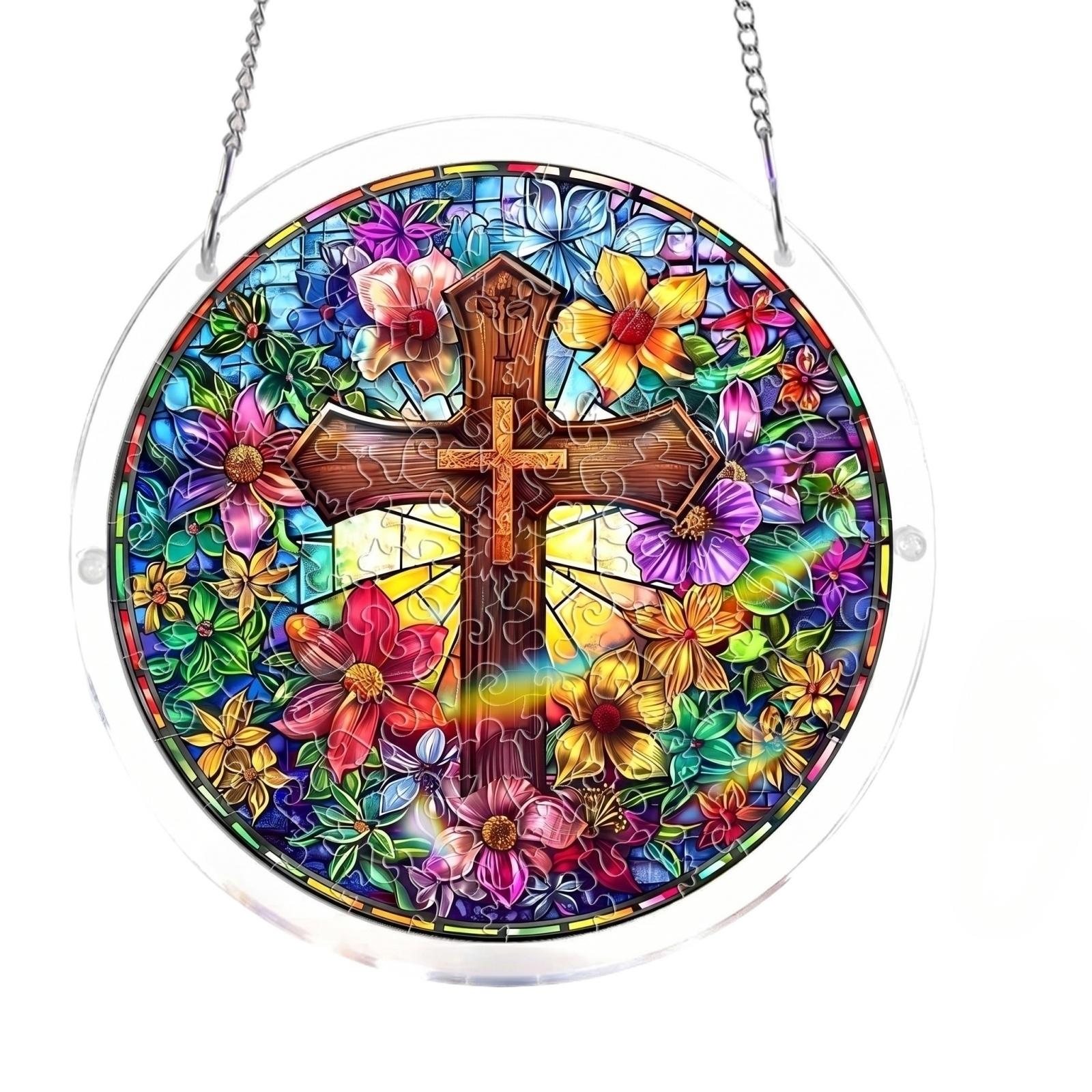 Acrylic Puzzle Decorative Hanging Ornament Window Decoration Home Display Piece with Intricate Circular Stained Glass Pattern and Chain One Size
Acrylic Puzzle Decorative Hanging Ornament Window Decoration Home Display Piece with Intricate Circular Stained Glass Pattern and Chain One Size