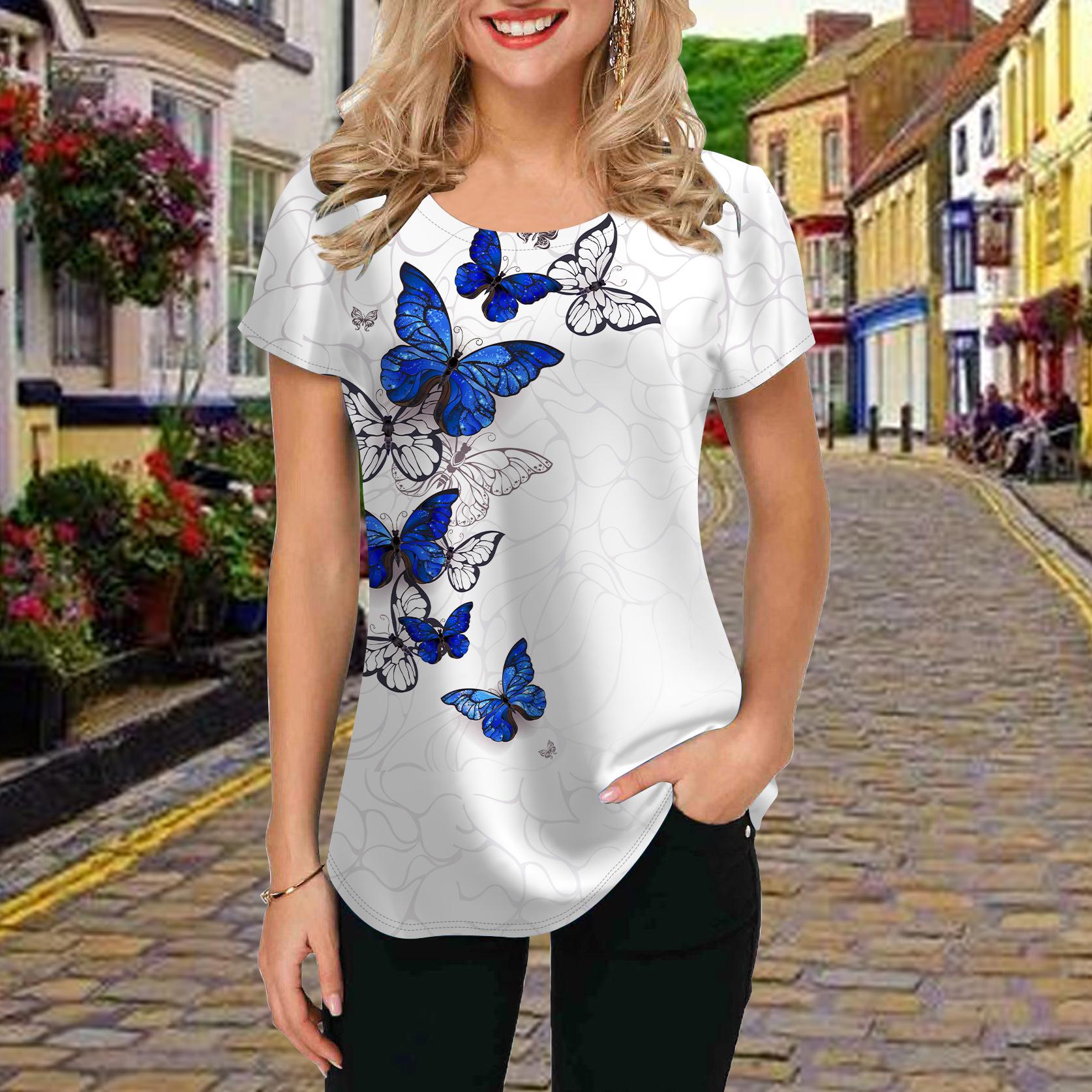 Модная женская двухцветная футболка с принтом бабочек, забавная повседневная футболка с круглым вырезом и короткими рукавами, летняя женская футболка 8XL темно-синий
Модная женская двухцветная футболка с принтом бабочек, забавная повседневная футболка с круглым вырезом и короткими рукавами, летняя женская футболка 8XL темно-синий