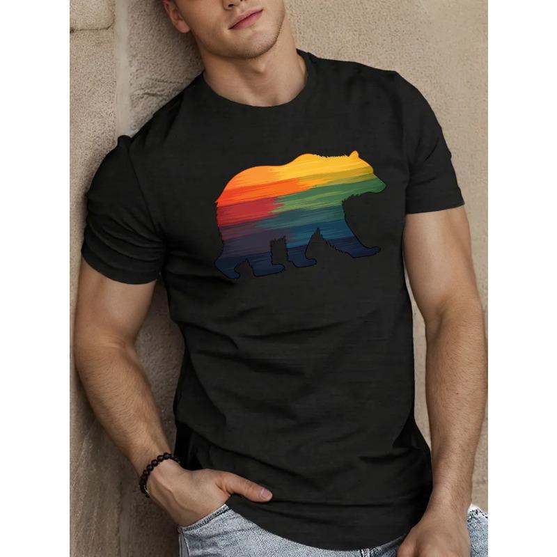 European Size Men S Rainbow Bear Silhouette T-Shirt - Casual Summer Short Sleeve Crewneck, Black with Colorful Gradient Design 4XL чорний
European Size Men S Rainbow Bear Silhouette T-Shirt - Casual Summer Short Sleeve Crewneck, Black with Colorful Gradient Design 4XL чорний