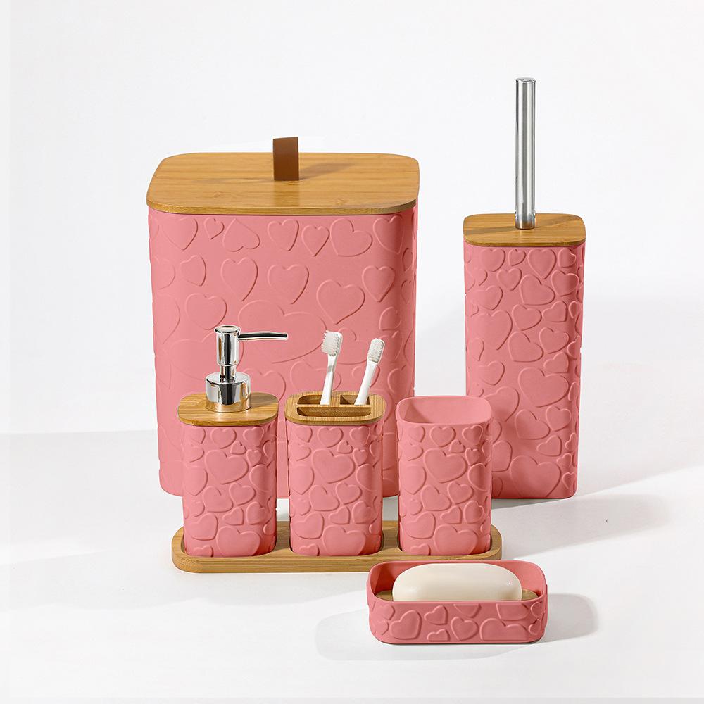 7Pcs/Set Soap Dispenser Box Toilet Brush Lotion Bottle Trash Can Bamboo Plastic Bathroom Storage Set Toothbrush Cup Holder
7Pcs/Set Soap Dispenser Box Toilet Brush Lotion Bottle Trash Can Bamboo Plastic Bathroom Storage Set Toothbrush Cup Holder