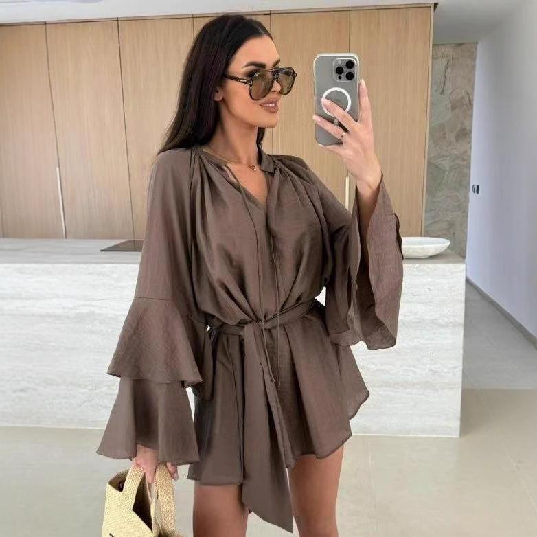 V-Neck Irregular Tie-Up Dress with Ruffle Sleeves - Women s Fashion 2025 X-Large
V-Neck Irregular Tie-Up Dress with Ruffle Sleeves - Women s Fashion 2025 X-Large