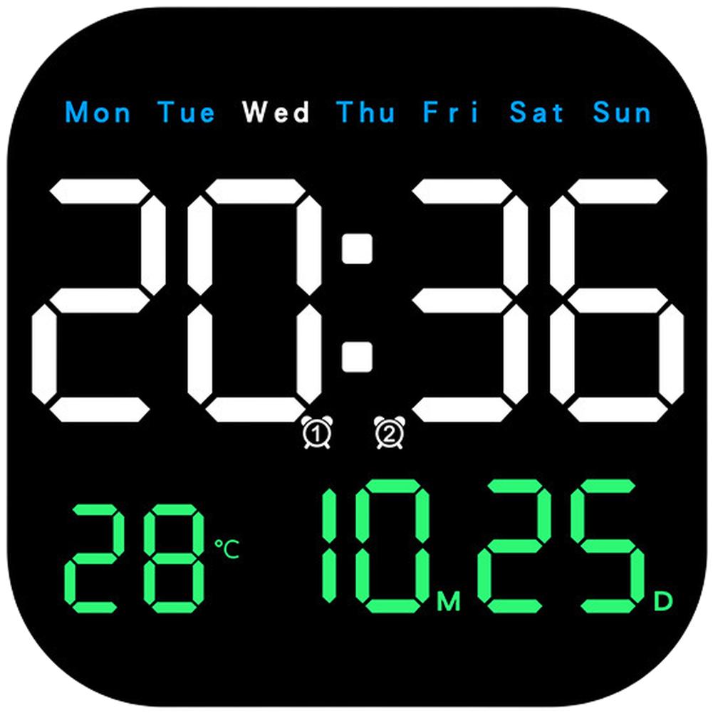 LED Wall Clock with Calendar Date Temperature Moon Phase Alarm Auto Light Sensor Blue Orange Red Magenta Green
LED Wall Clock with Calendar Date Temperature Moon Phase Alarm Auto Light Sensor Blue Orange Red Magenta Green