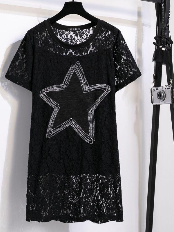 Летняя женская футболка больших размеров, свободный топ с круглым вырезом и звездой, средний длинный топ с короткими рукавами 7XL
Летняя женская футболка больших размеров, свободный топ с круглым вырезом и звездой, средний длинный топ с короткими рукавами 7XL