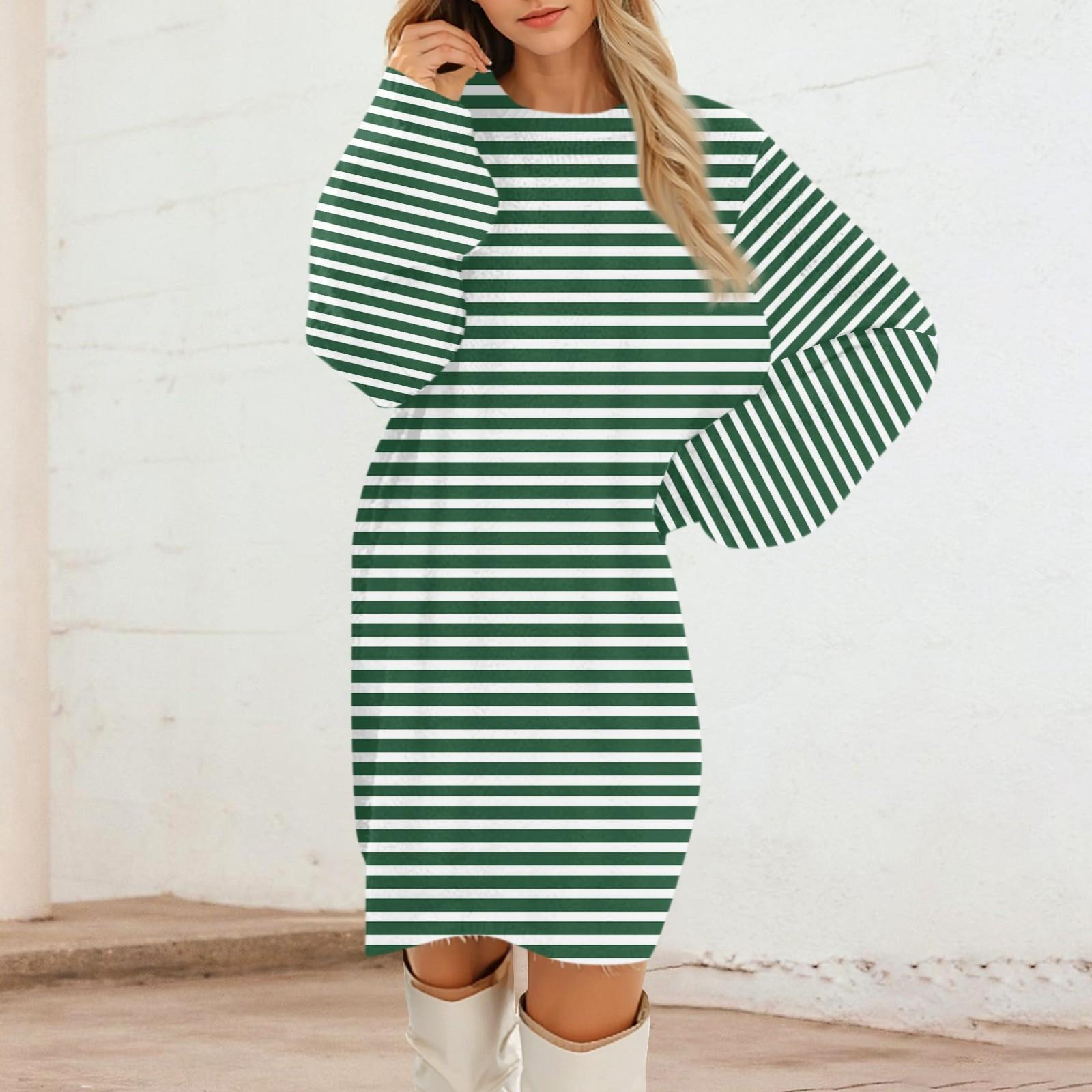 Женские повседневные платья с круглым вырезом и длинным рукавом из плюша в полоску с градиентом M зелёный
Женские повседневные платья с круглым вырезом и длинным рукавом из плюша в полоску с градиентом M зелёный