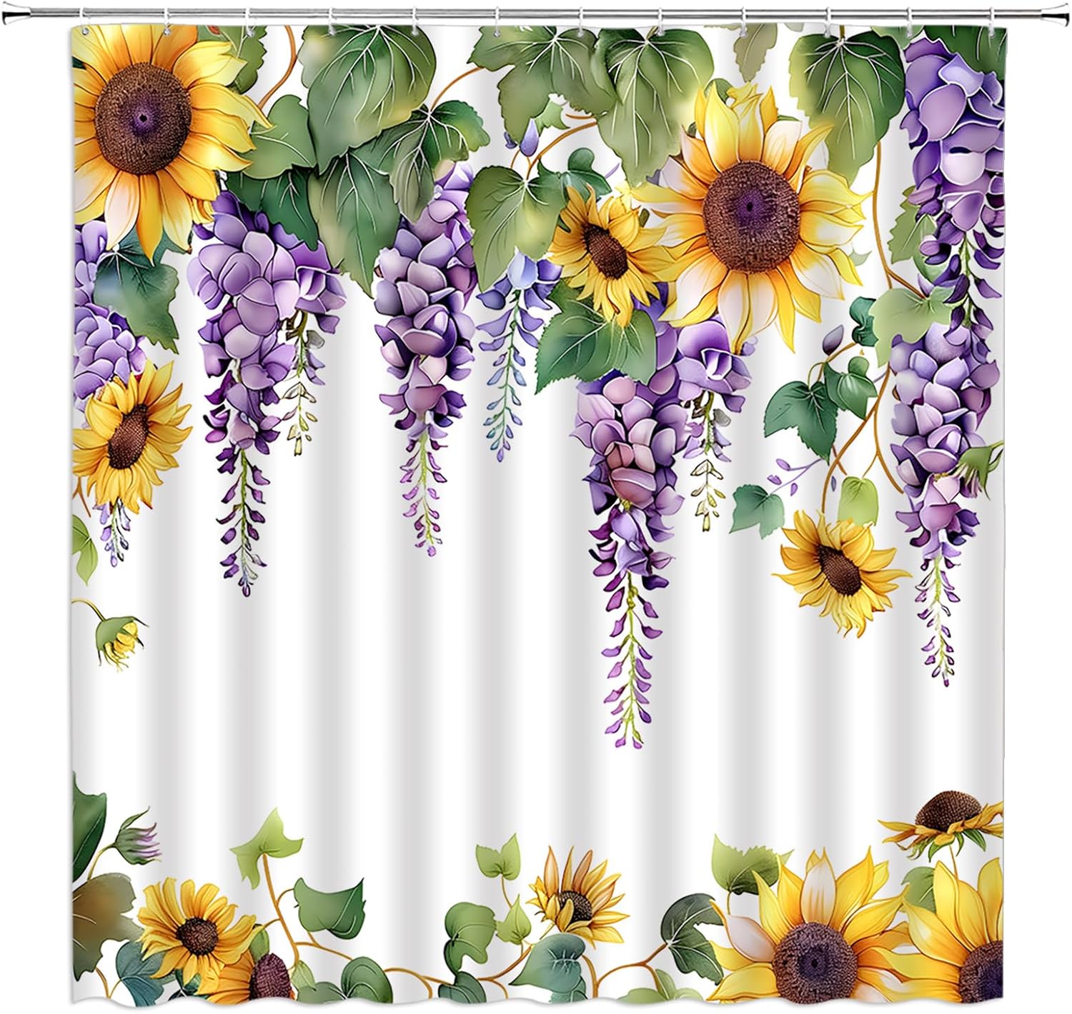 Sunflower Wisteria Floral Shower Curtain,Yellow Purple Flower Weeping Vine Green Leaf Leaves Wildflower Watercolor Bathroom Home W60H190(CM)-1 Pcs
Sunflower Wisteria Floral Shower Curtain,Yellow Purple Flower Weeping Vine Green Leaf Leaves Wildflower Watercolor Bathroom Home W60H190(CM)-1 Pcs