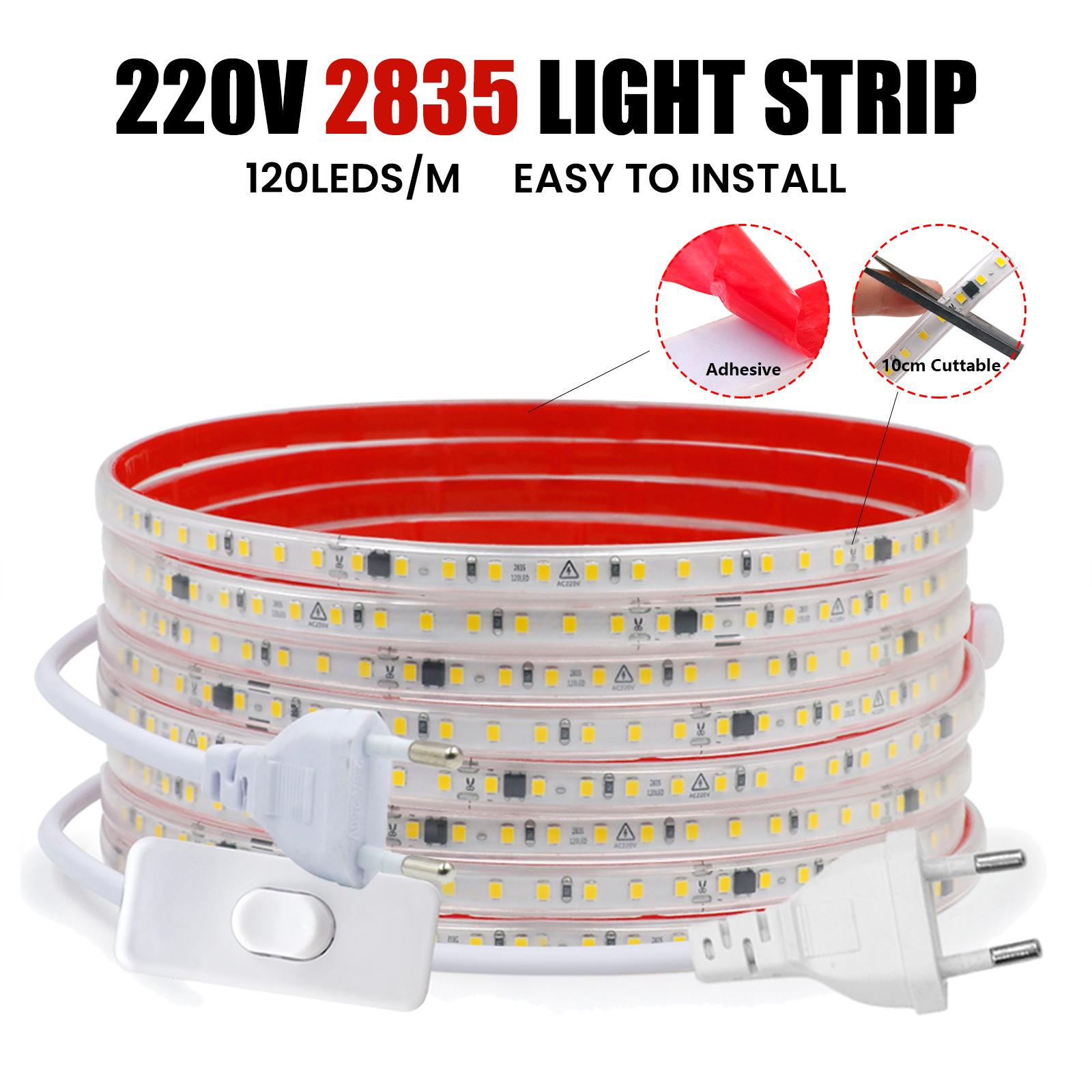 120LED/m 2835 LED Strip 220V Waterproof 10cm Cuttable Flexible LED Strip Light For Bedroom Kitchen 0.5M 5M 10M 20M 30M 40M 0.5m
120LED/m 2835 LED Strip 220V Waterproof 10cm Cuttable Flexible LED Strip Light For Bedroom Kitchen 0.5M 5M 10M 20M 30M 40M 0.5m