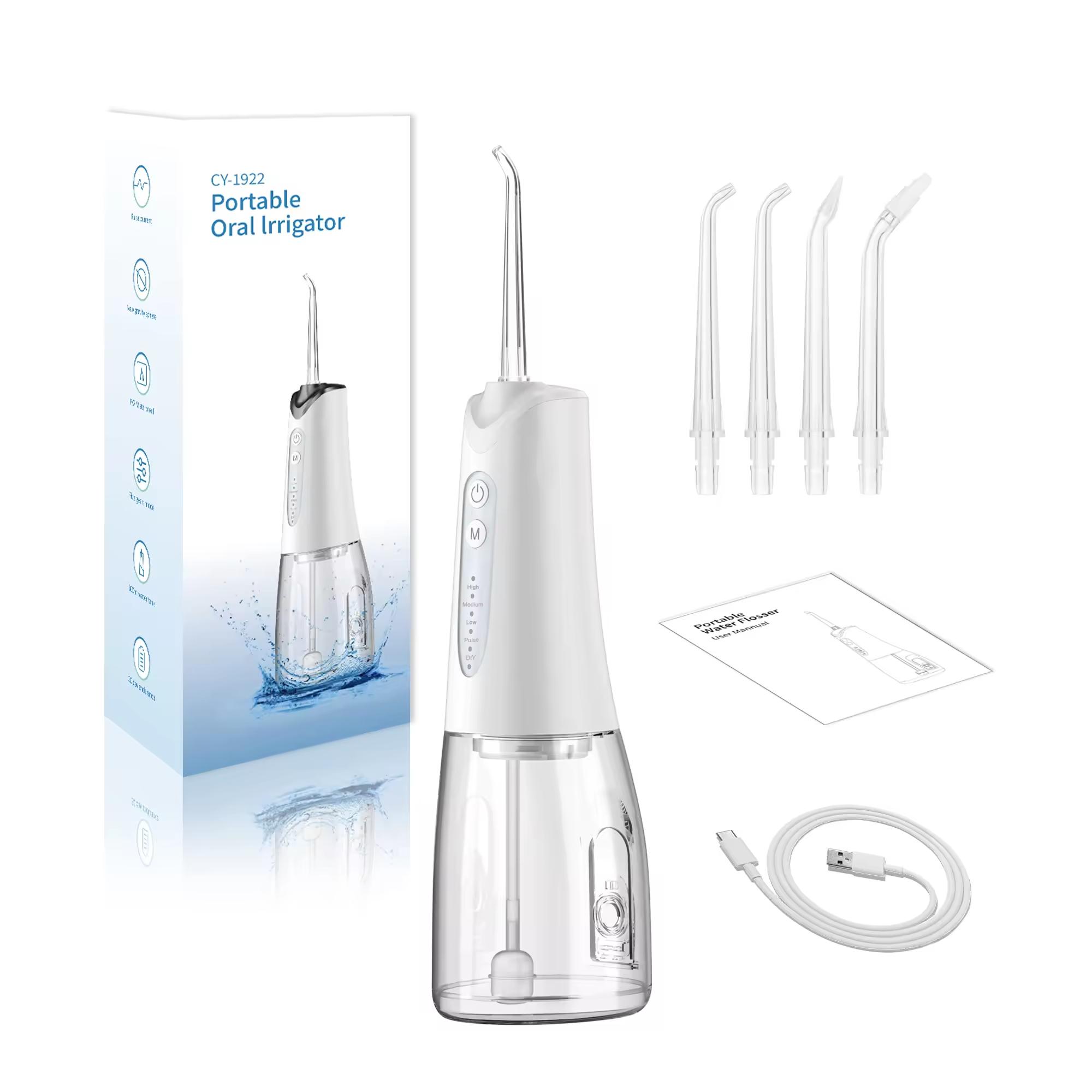 Портативный ирригатор для полости рта, беспроводной, перезаряжаемый, 300 мл, ирригатор для чистки зубов, 4 режима, 4 насадки, водонепроницаемый белый
Портативный ирригатор для полости рта, беспроводной, перезаряжаемый, 300 мл, ирригатор для чистки зубов, 4 режима, 4 насадки, водонепроницаемый белый
